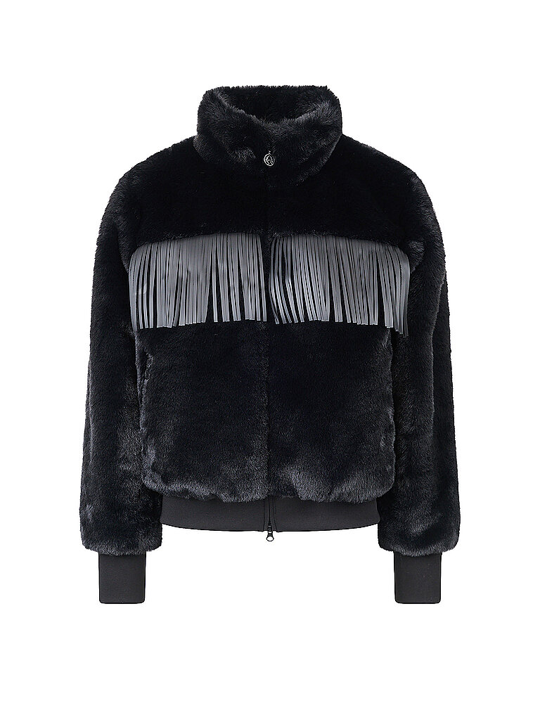 Sportalm Plüschjacke High-Collar Lederband Schwarz