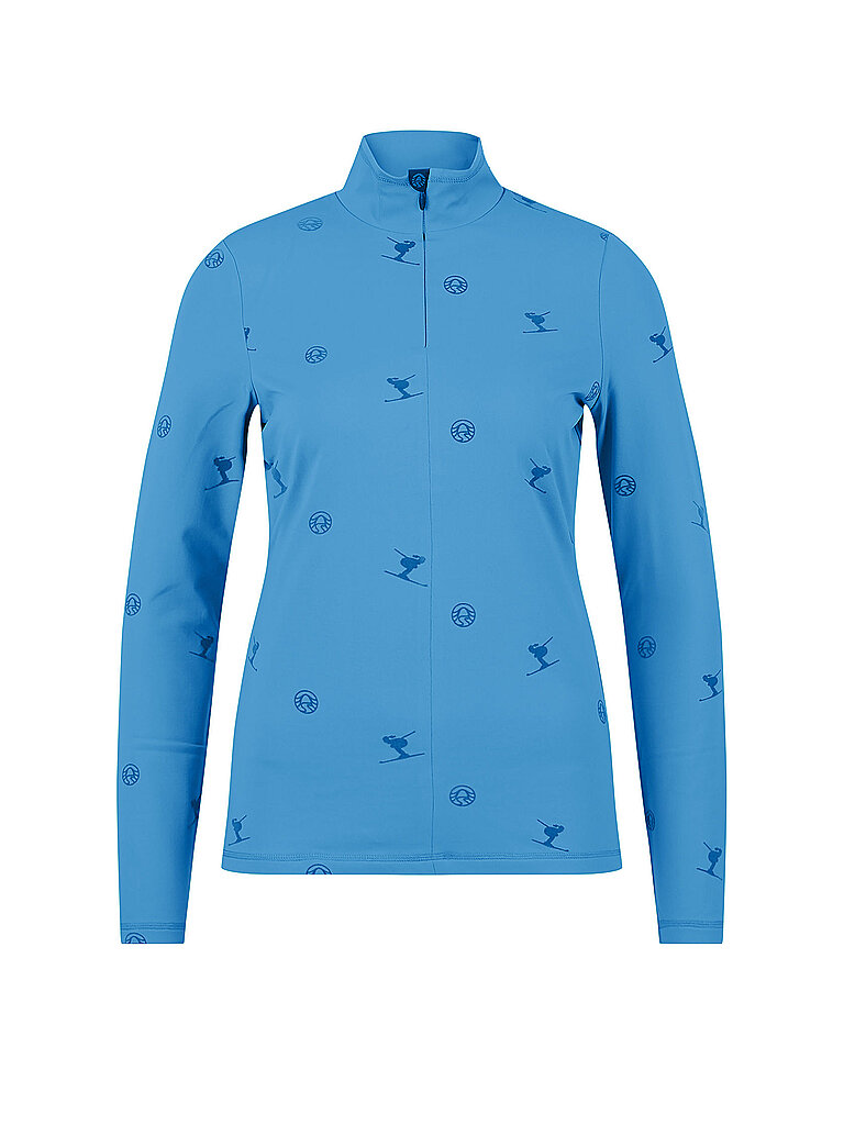 Sportalm Zipshirt Allover Flockprint Stehkragen Blau