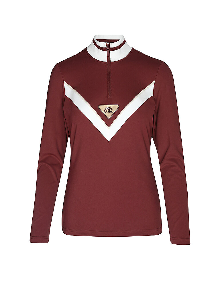 SPORTALM Damen Unterzieh Zipshirt mit V-Einsatz dunkelrot | 40