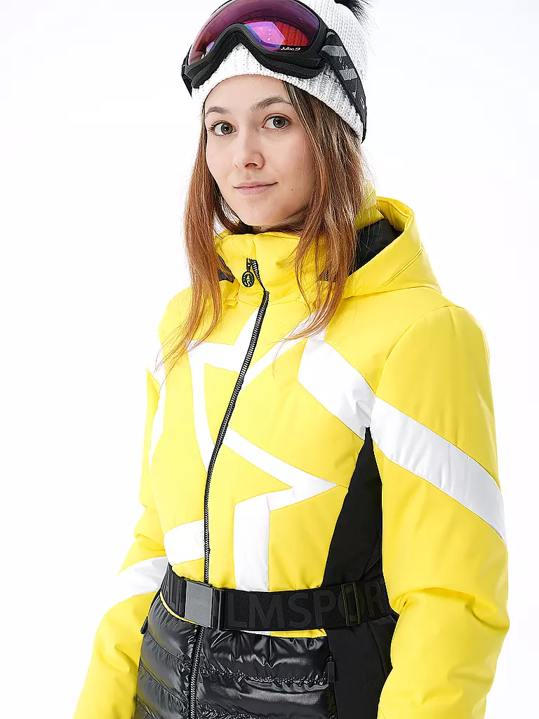 SPORTALM | Damen Skijacke mit Sternen-Muster und Gürtel  | gelb