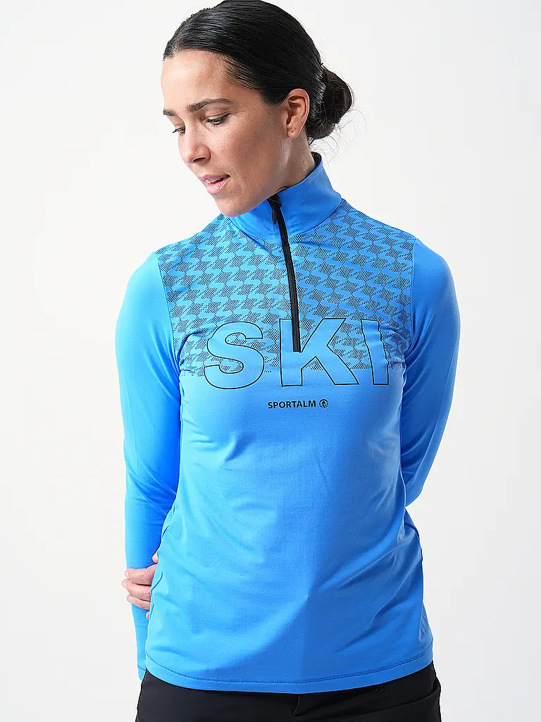 SPORTALM | Damen Unterzieh Zipshirt mit aufregendem Folienprint | 