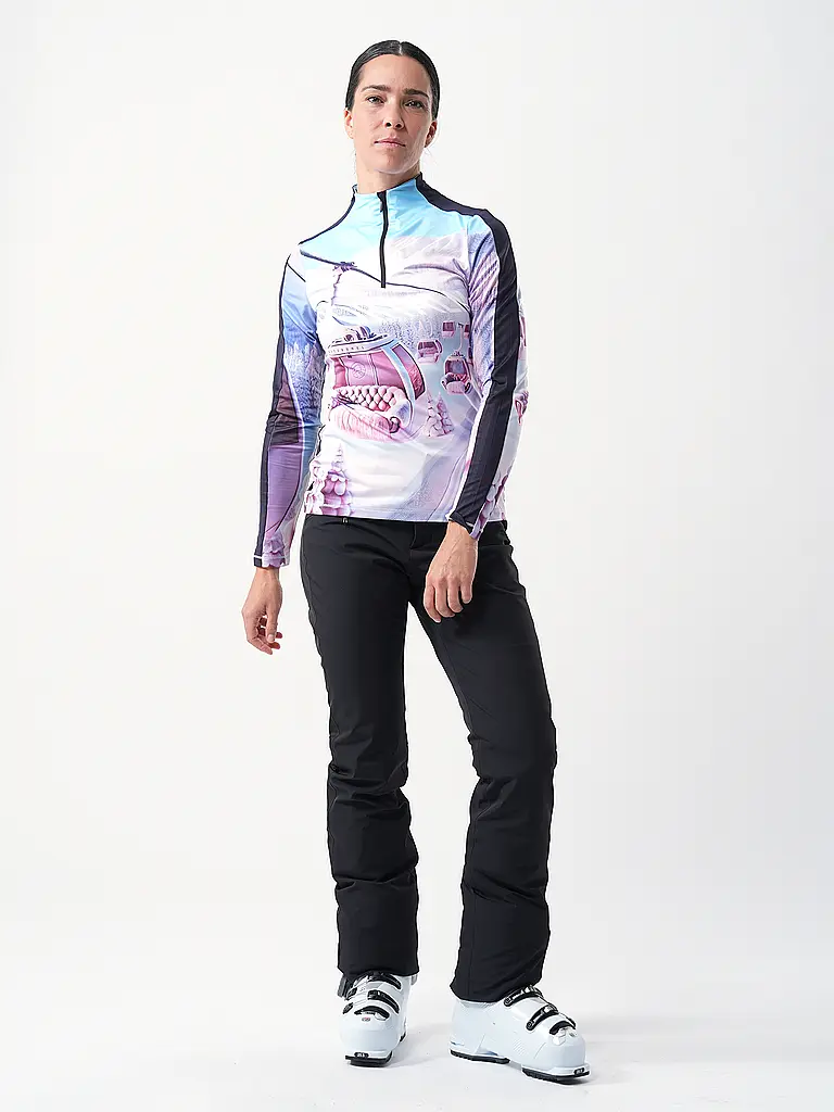SPORTALM | Damen Unterzieh Zipshirt mit exklusivem Print | schwarz