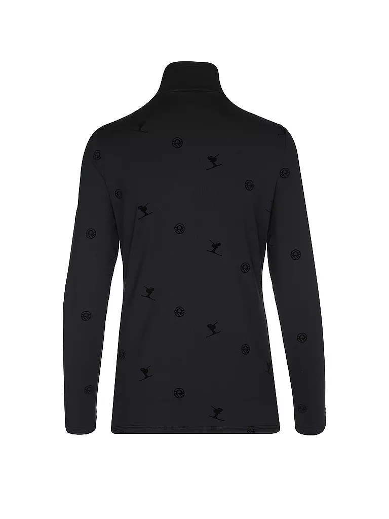 SPORTALM | Damen Unterzieh Zipshirt mit Flock-Print  | schwarz