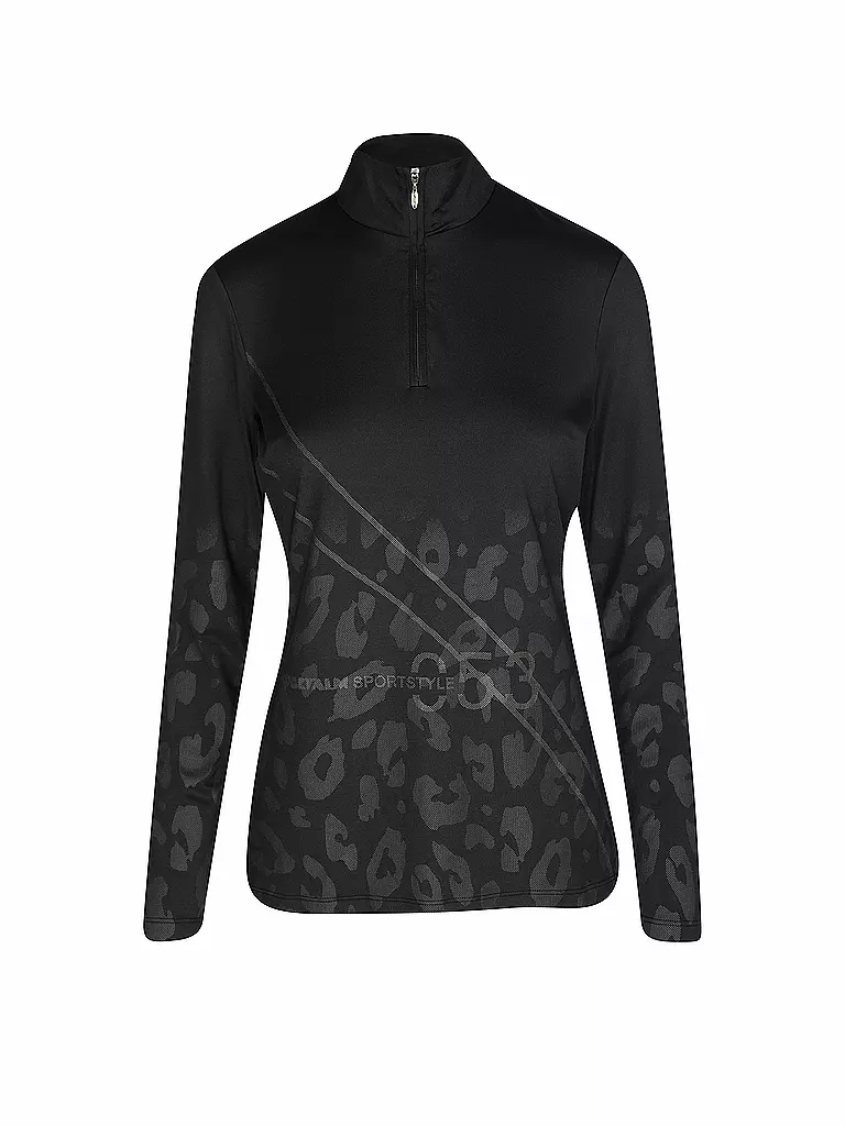 SPORTALM | Damen Unterzieh Zipshirt mit Motiv in metallic icegold  | schwarz