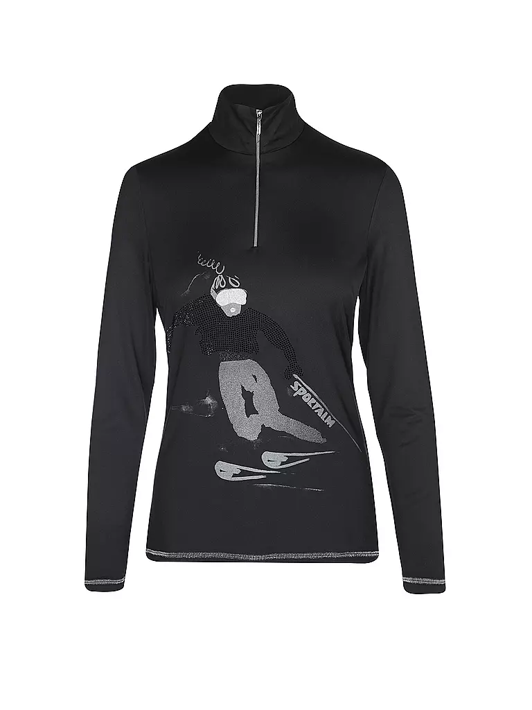 SPORTALM | Damen Unterzieh Zipshirt mit Motiv | schwarz