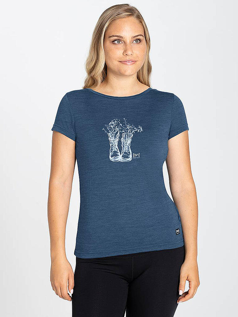 SUPER NATURAL | Damen Funktionsshirt Blooming Boots | blau