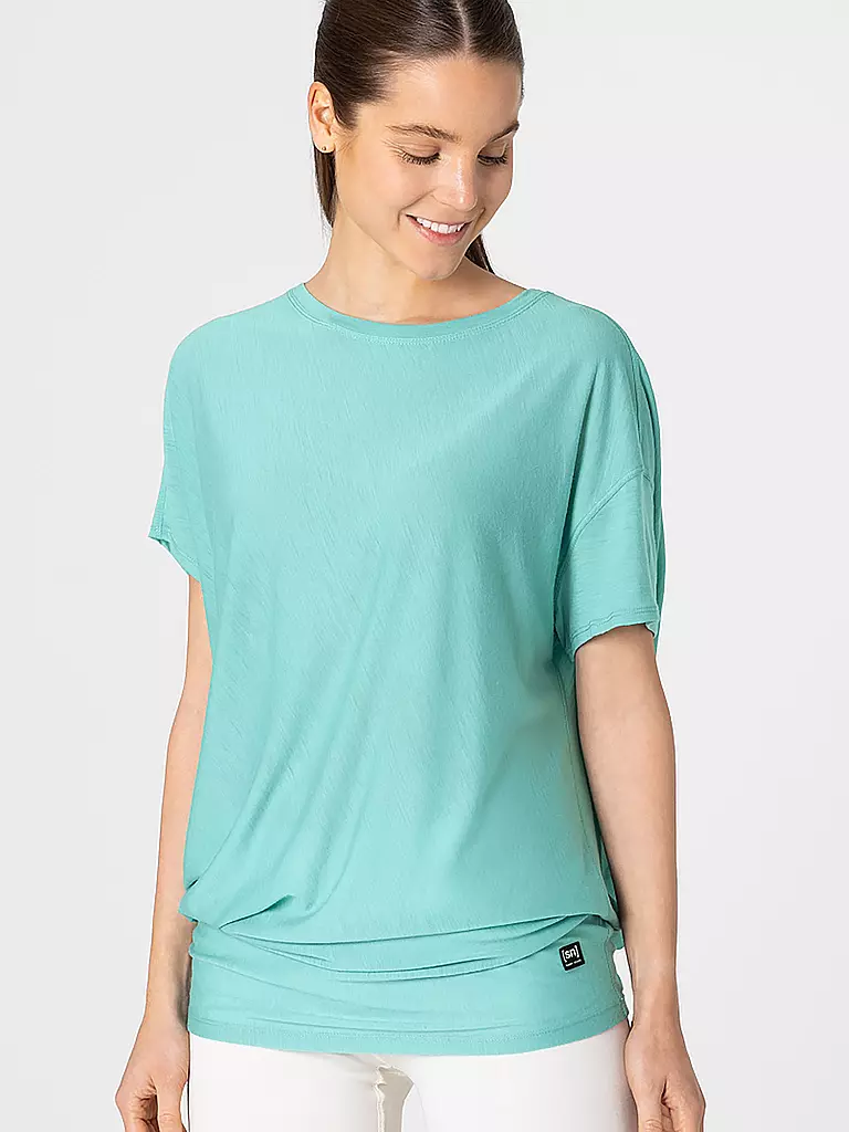 SUPER NATURAL | Damen T-Shirt Yoga Loose | hellblau