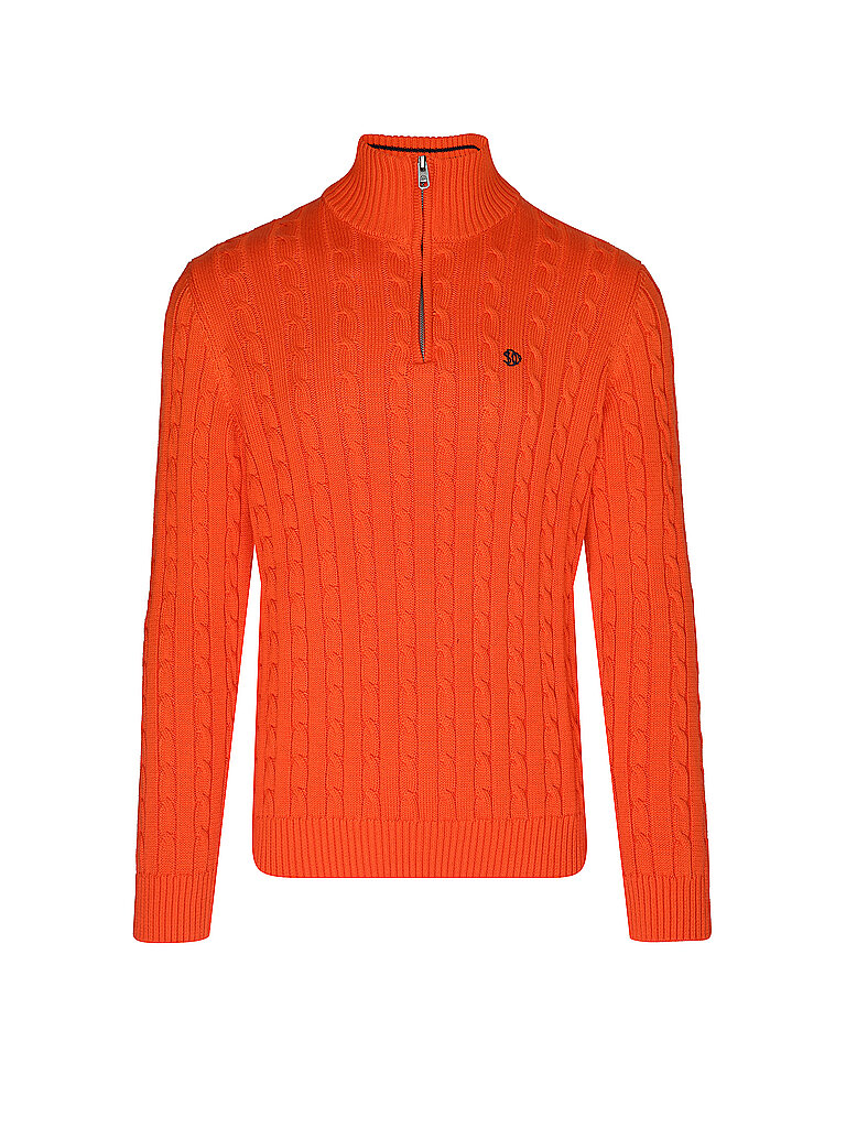 SUPERDRY Herren Sweater Preppy Cotton Cable 1/2 Zip orange | S