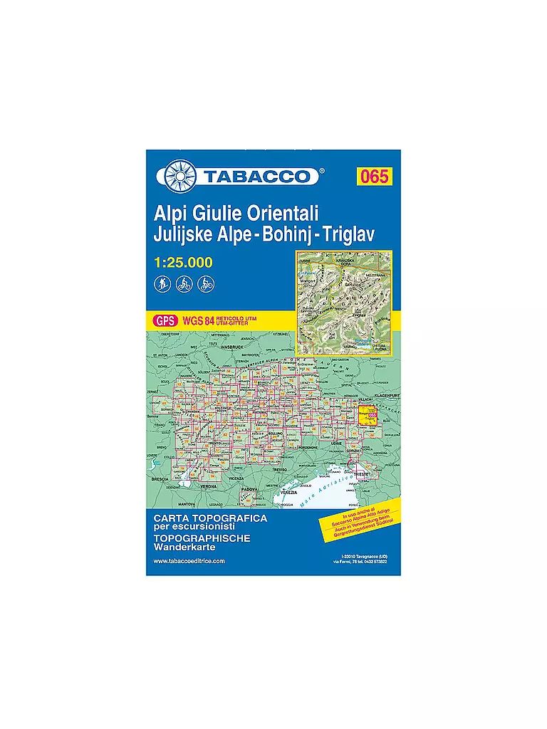 TABACCO | Wanderkarte - Alpi Giulie Orientali/Östliche Julische Alpen, Bohinj, Triglav 1:25.000 | keine Farbe