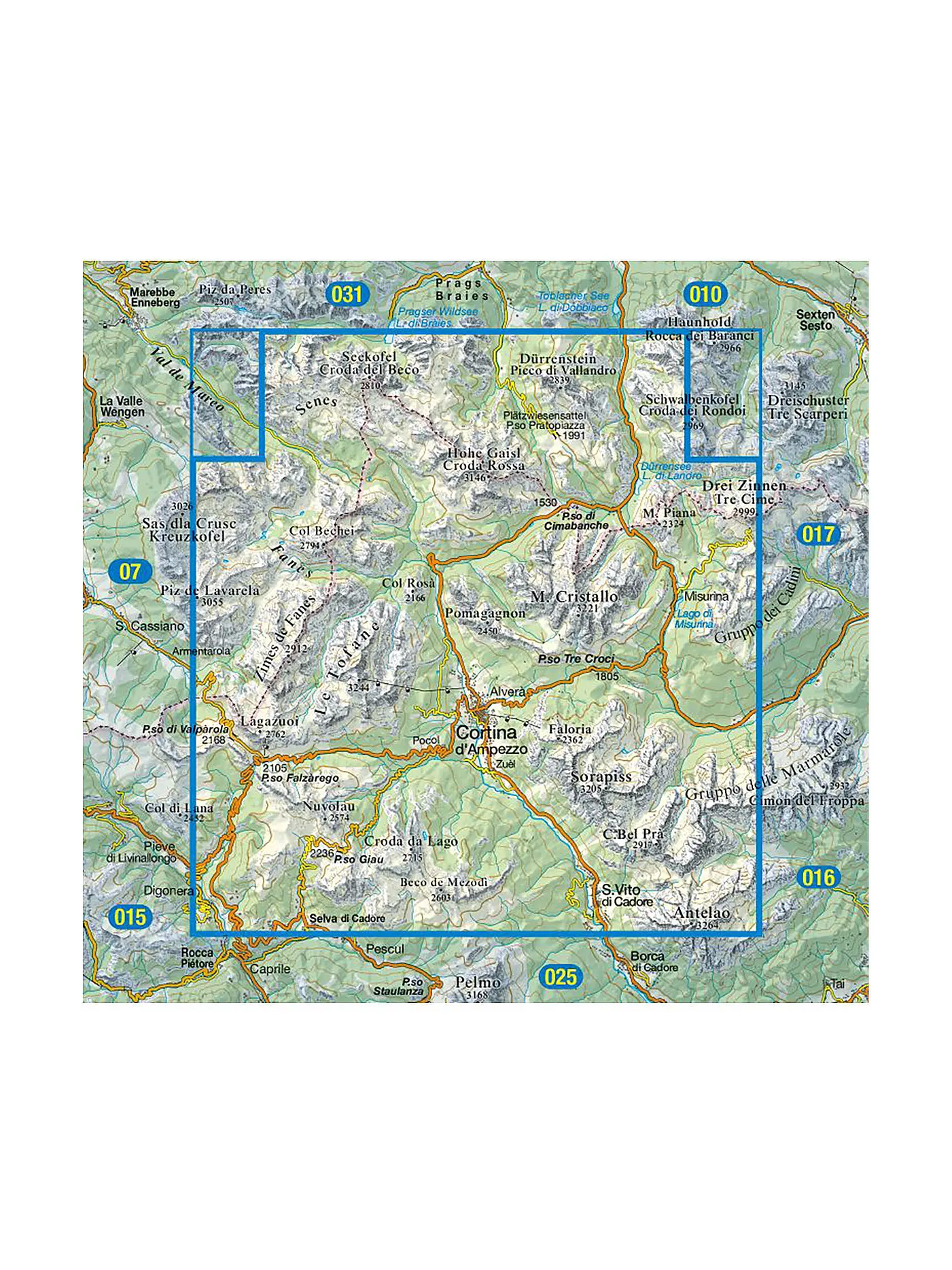 TABACCO | Wanderkarte - Cortina d'Ampezzo, Dolomiti Ampezzane 1:25.000 | keine Farbe