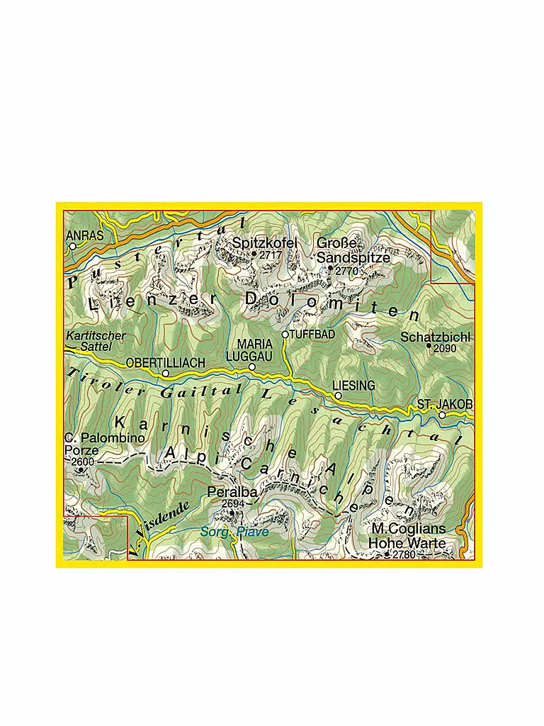 TABACCO | Wanderkarte - Lienzer Dolomiten, Lesachtal, Obertilliach 1:25.000 | keine Farbe
