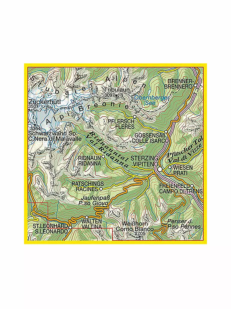 TABACCO | Wanderkarte - Sterzing/Vipiteno, Stubaier Alpen/Alpi Breonie 1:25.000 | keine Farbe