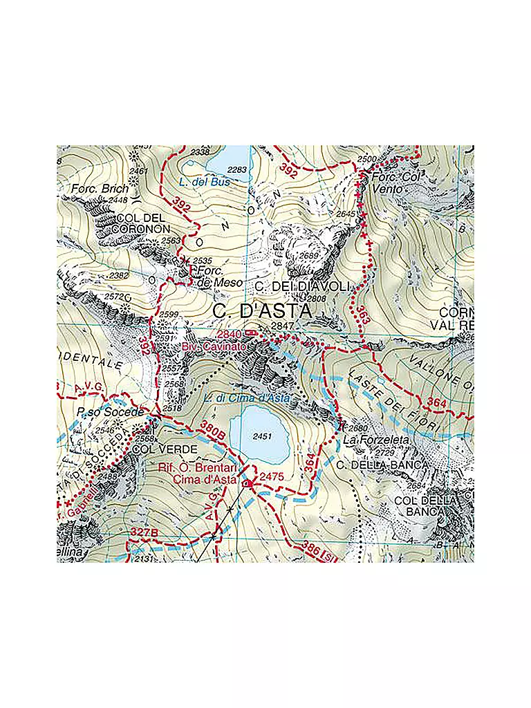 TABACCO | Wanderkarte 058 - Valsugana, Tesino, Lagorai, Cima d'Asta 1:25.000 | keine Farbe