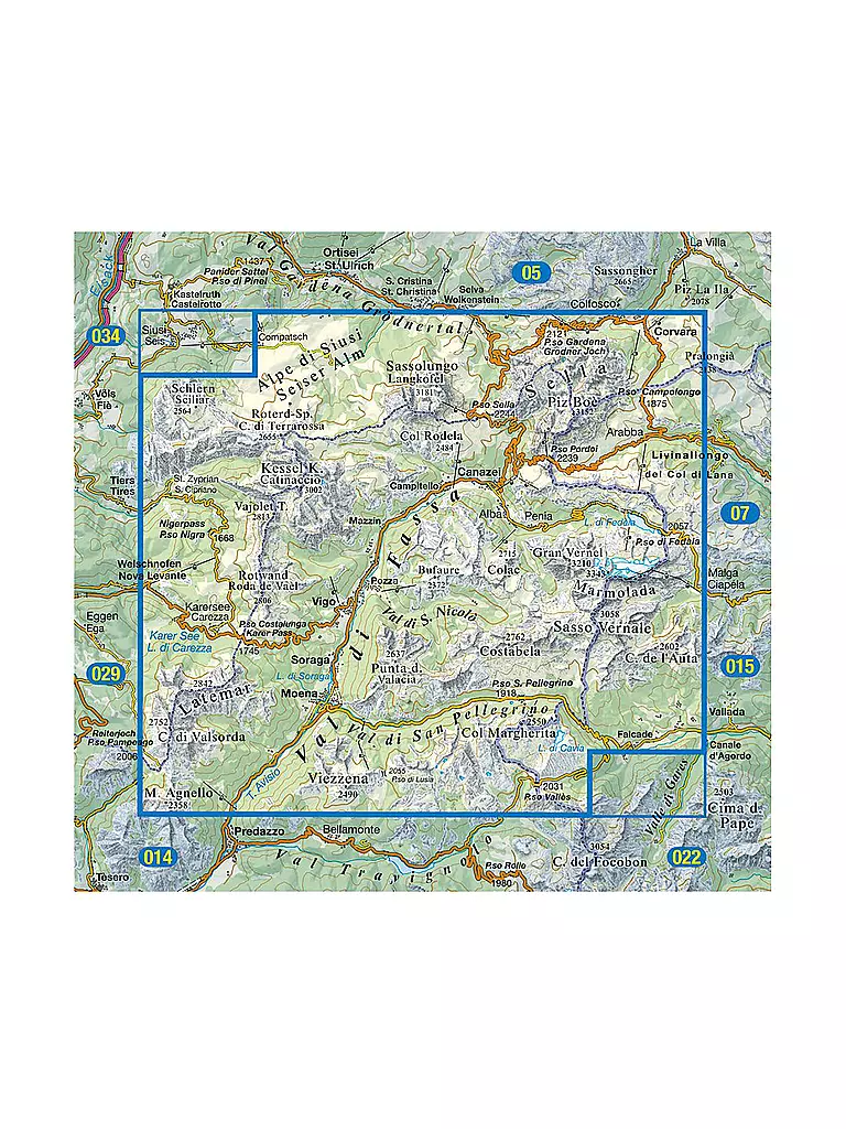 TABACCO | Wanderkarte 06, Val di Fassa/Fassatal & Dolomiti Fassane 1:25.000 | keine Farbe