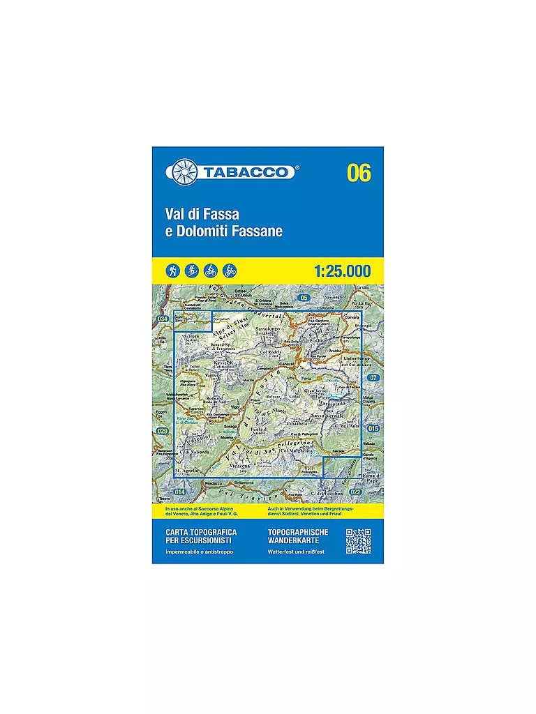 TABACCO | Wanderkarte 06, Val di Fassa/Fassatal & Dolomiti Fassane 1:25.000 | keine Farbe