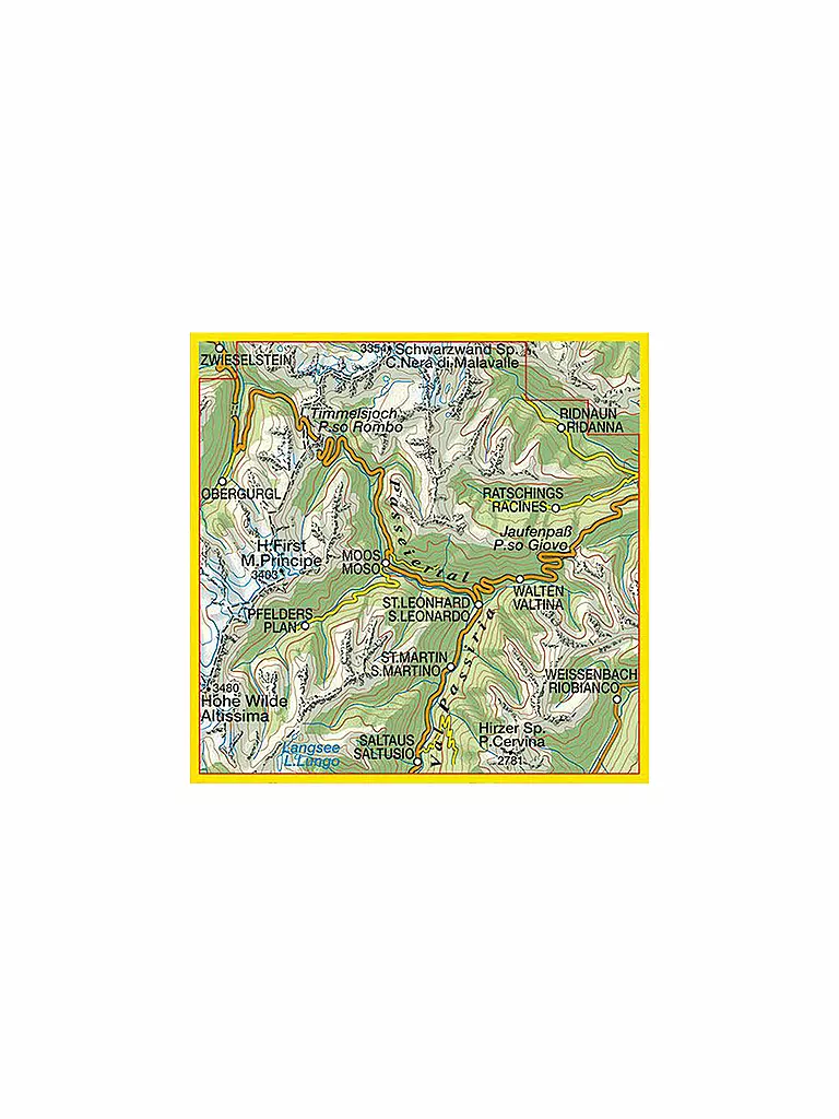 TABACCO | Wanderkarte Italien Alpin Passeiertal | keine Farbe