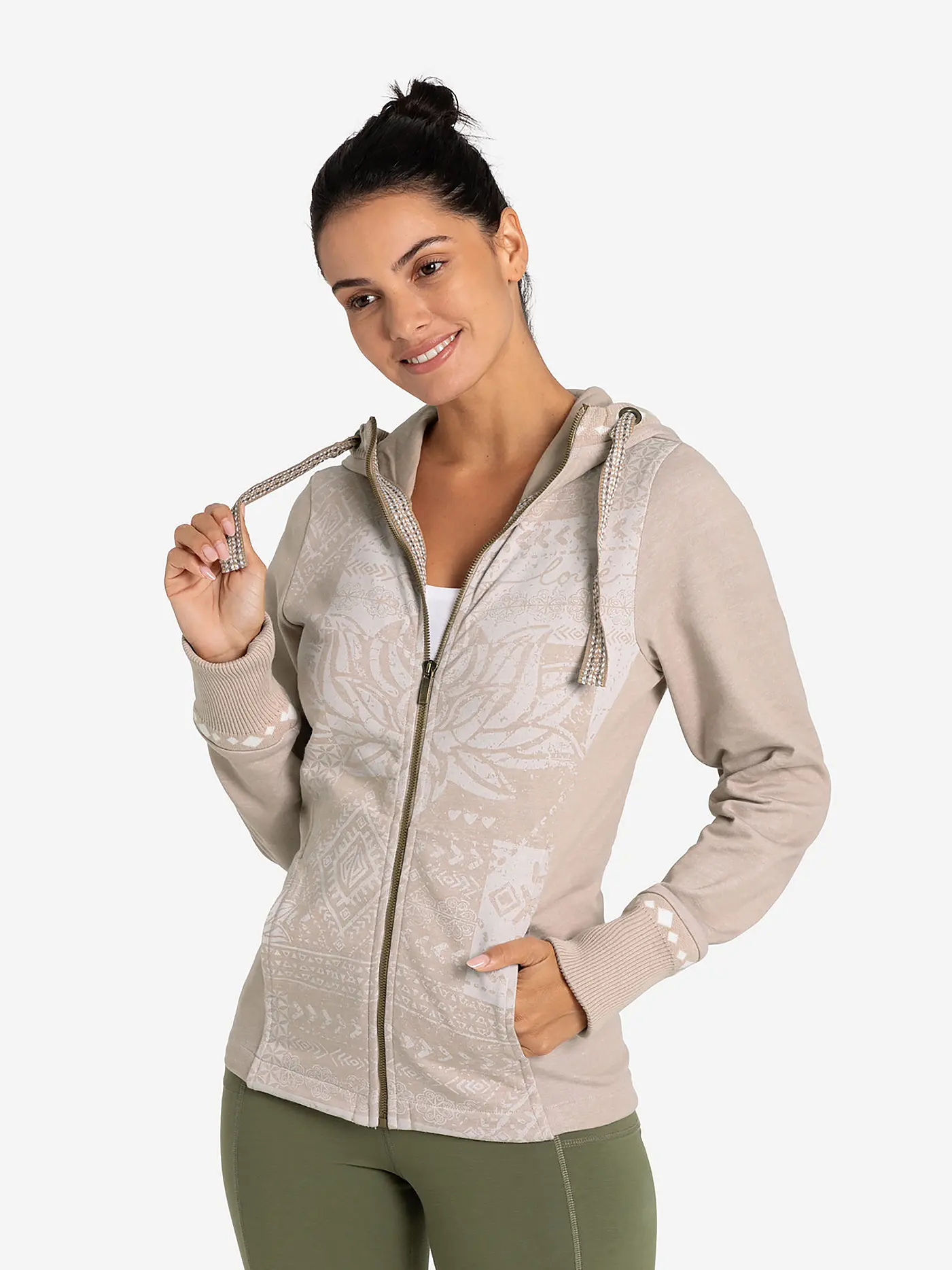 THE SPIRIT OF OM | Damen Yoga Sweatjacke | camel