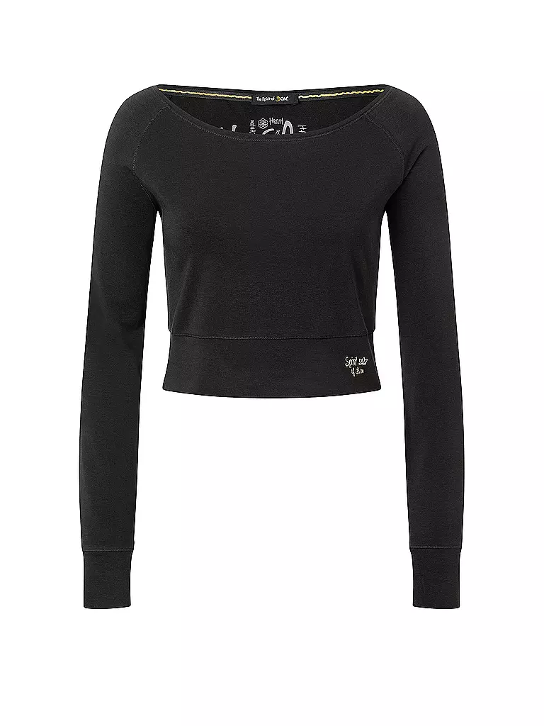 THE SPIRIT OF OM | Damen Yogashirt Bambus Crop | schwarz