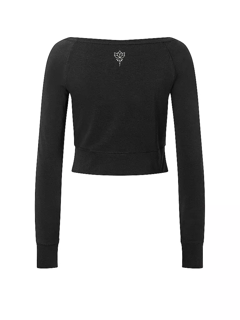 THE SPIRIT OF OM | Damen Yogashirt Bambus Crop | schwarz