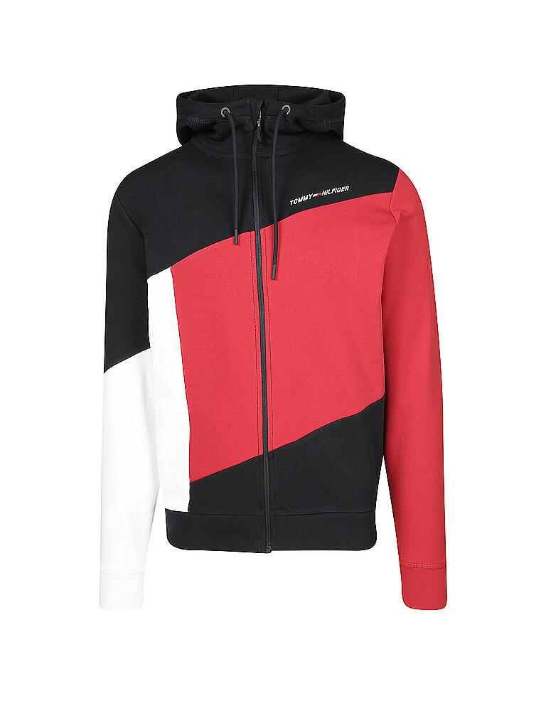 TOMMY SPORT | Herren Fitnessjacke Color Block Hoodie Cool | blau