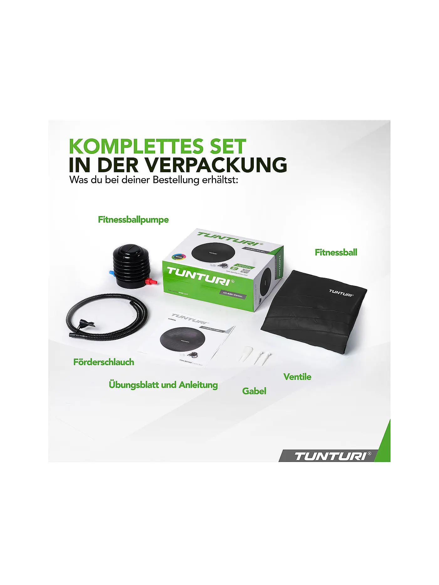 TUNTURI | Gymnastikball Anti Burst 65cm | schwarz