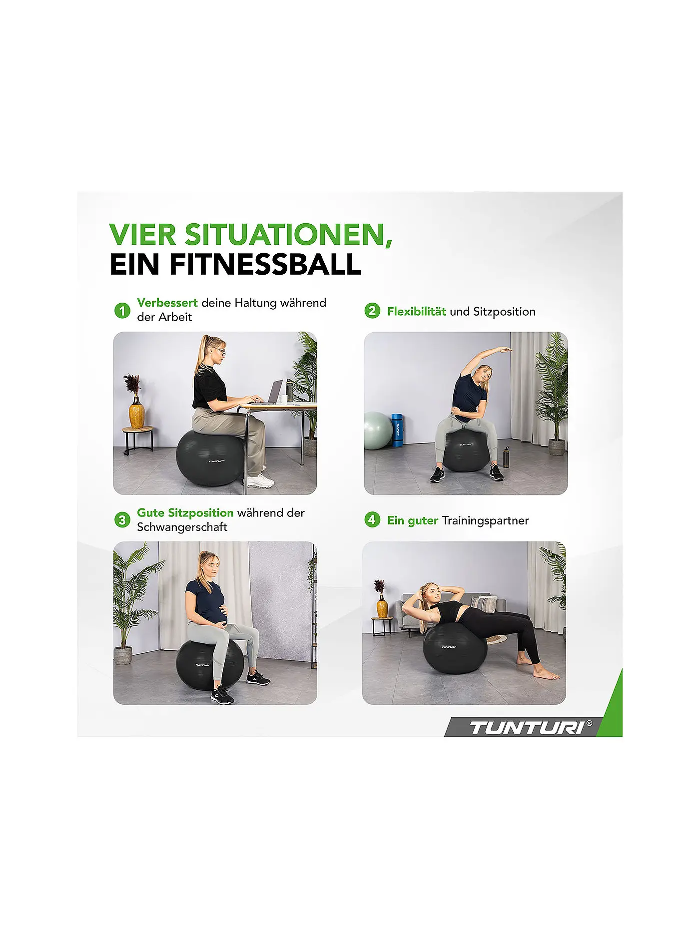 TUNTURI | Gymnastikball Anti Burst 65cm | schwarz