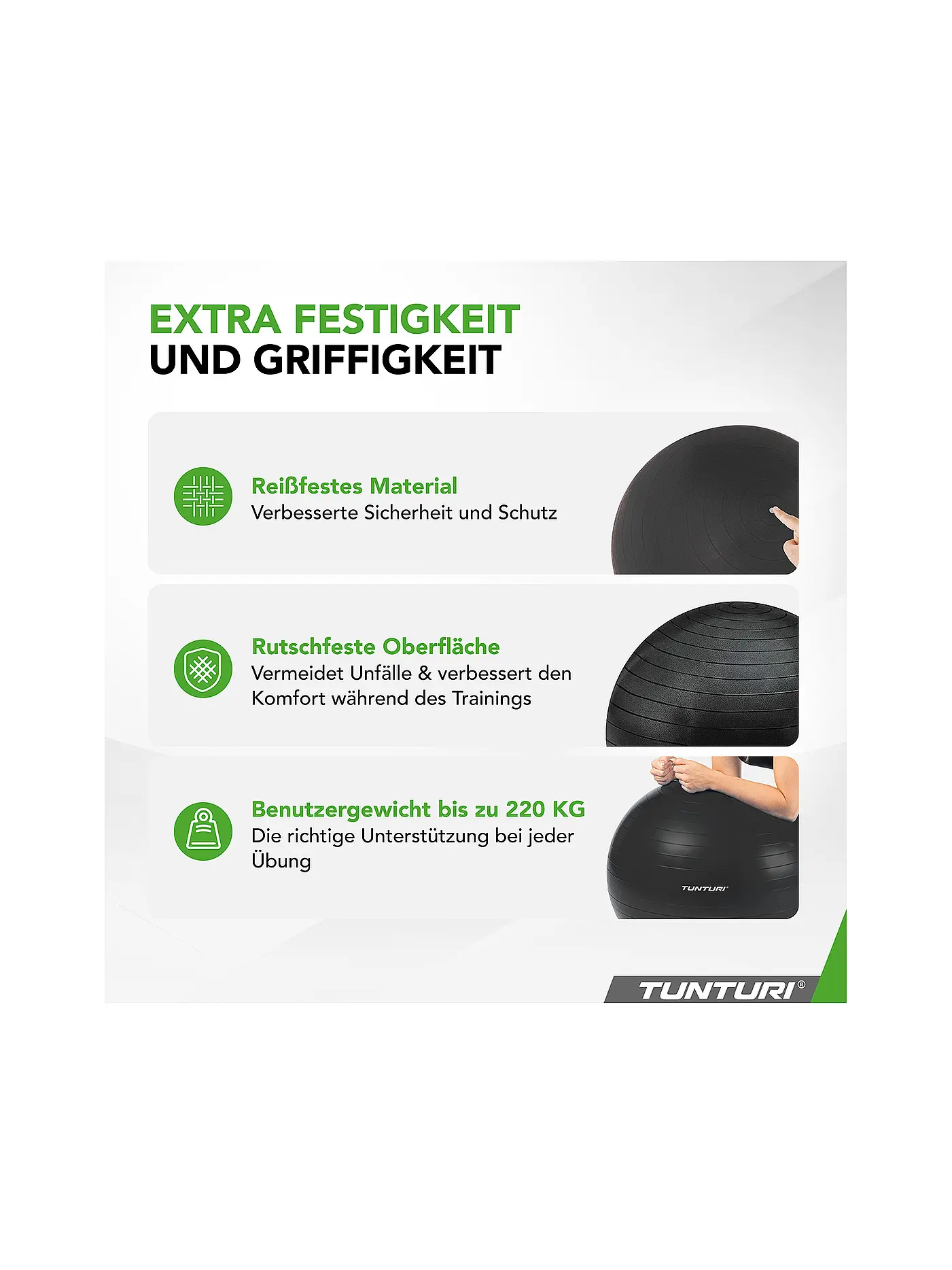 TUNTURI | Gymnastikball Anti Burst 65cm | schwarz