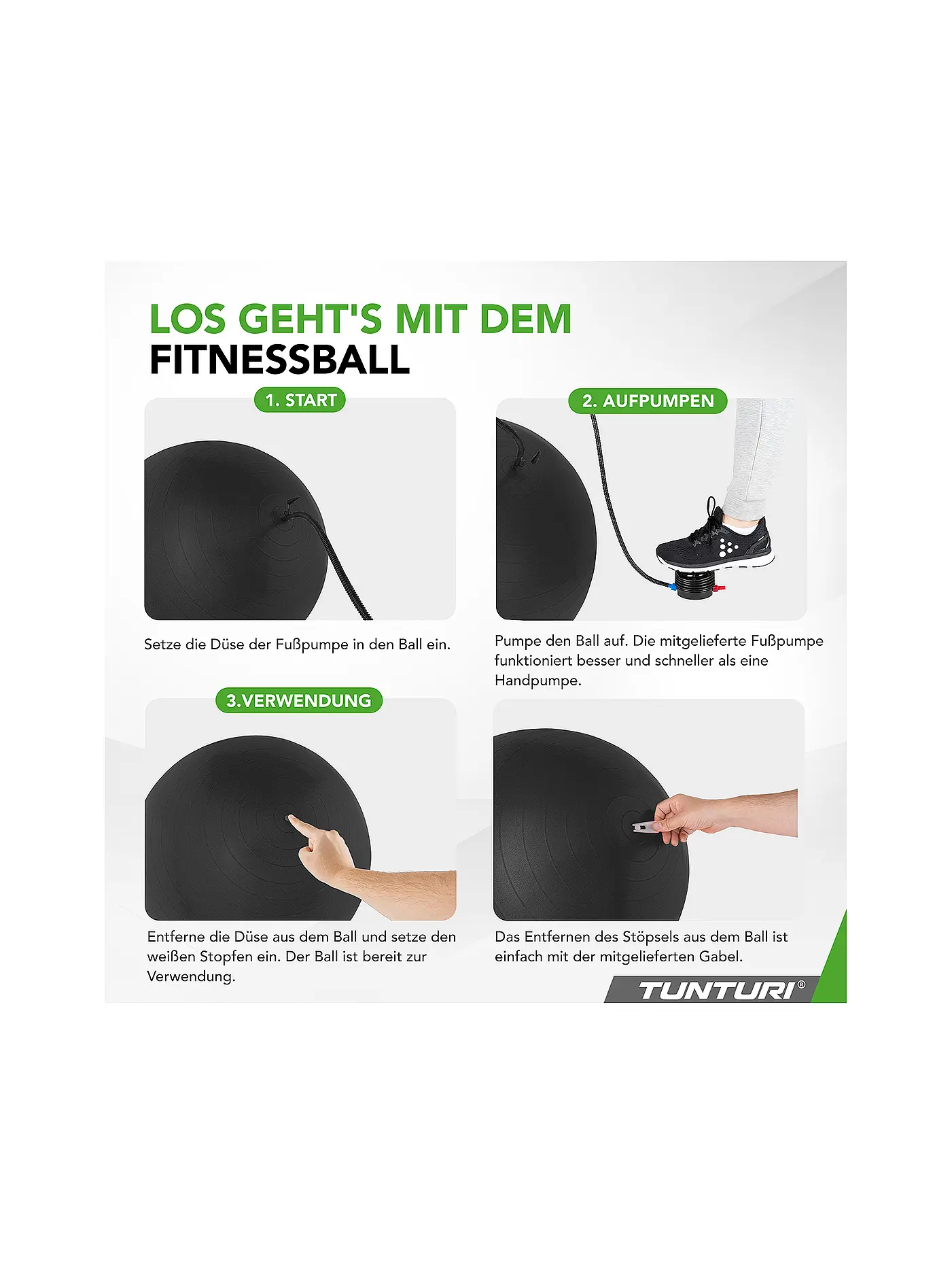 TUNTURI | Gymnastikball Anti Burst 65cm | schwarz