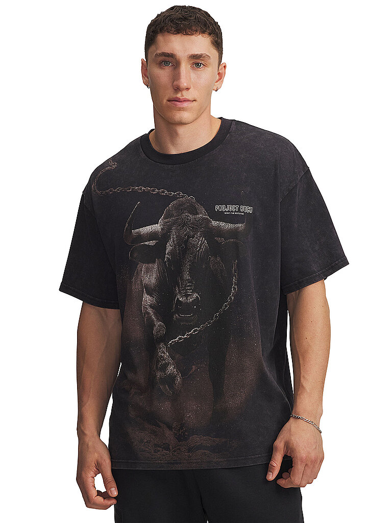 Under Armour T-Shirt The Rock Washed Schwarz