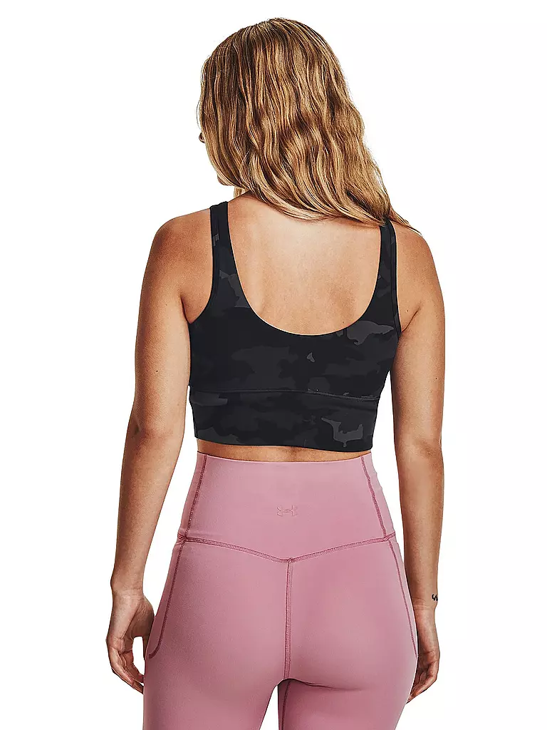 UNDER ARMOUR | Damen Fitnesstank  UA Meridian Fitted Printed Crop | schwarz