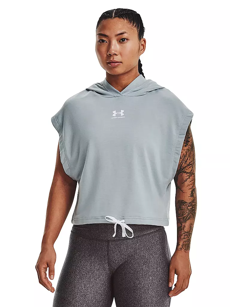 UNDER ARMOUR | Damen Hoodie UA Rival Kurzarm aus French Terry | hellblau