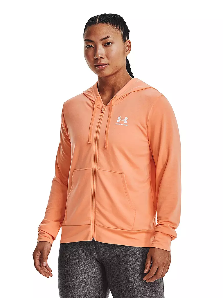 Kapuzenjacke orange UA UNDER Frottee Rival ARMOUR Damen