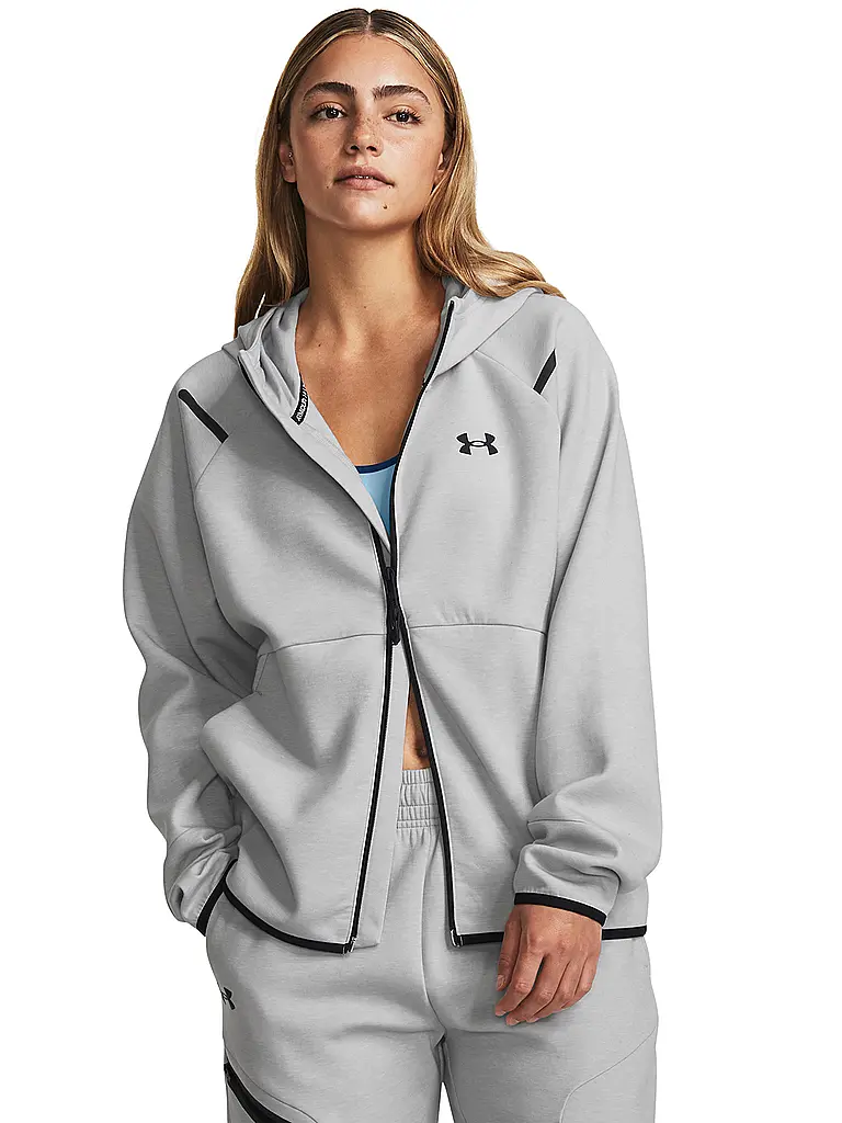 UNDER ARMOUR | Damen Kapuzenjacke UA Unstoppable Fleece mit durchgehendem Zip | Grau