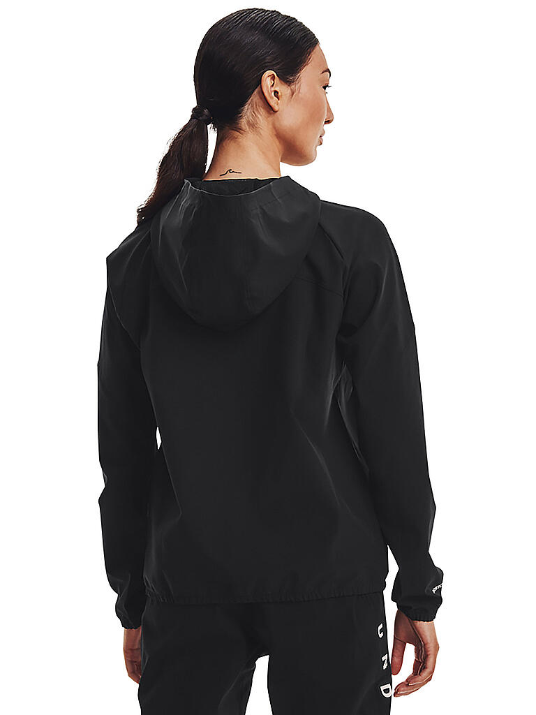 UNDER ARMOUR | Damen Kapuzenweste UA Webstoff mit Logo und durchgehendem Reißverschluss | schwarz