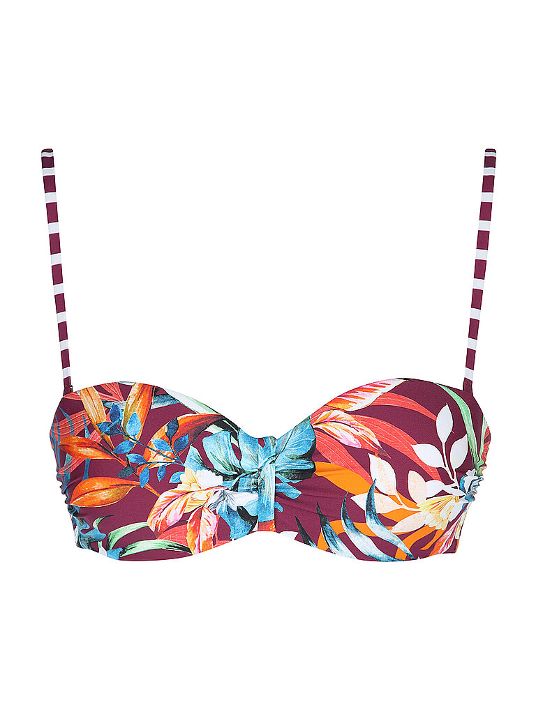 VENICE BEACH Bikinioberteil Bandeau Florales Allover Muster Polyamid-Polyester Rot