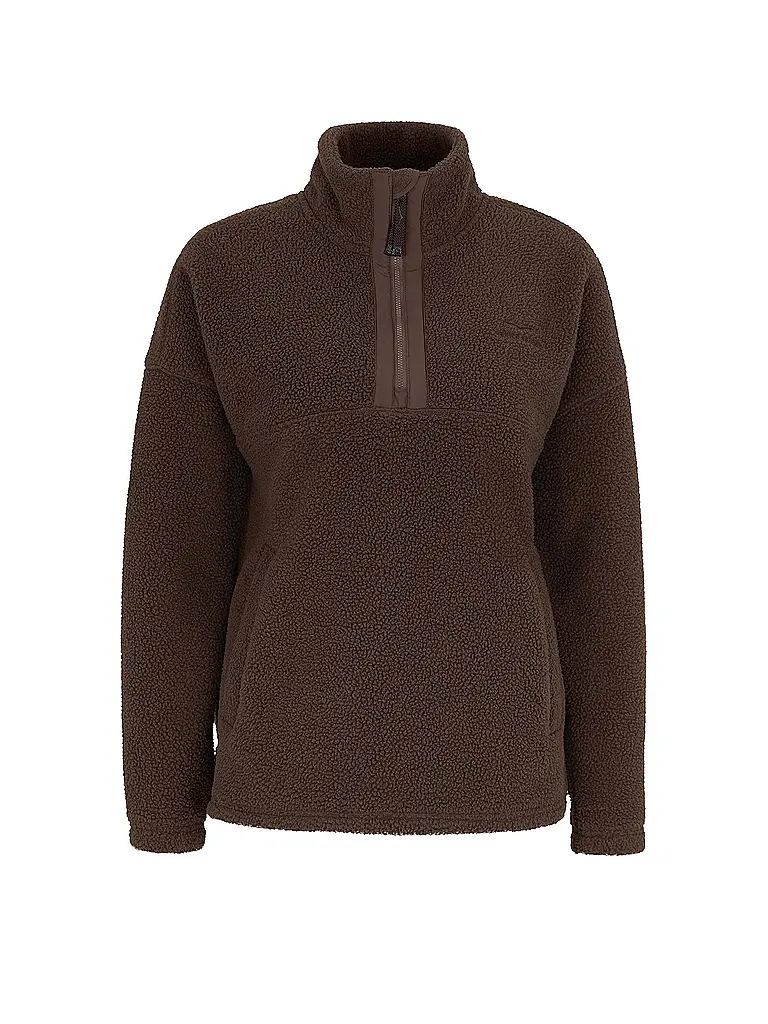 VENICE BEACH | Damen Fitnesssweater Sarah HalfZip | braun