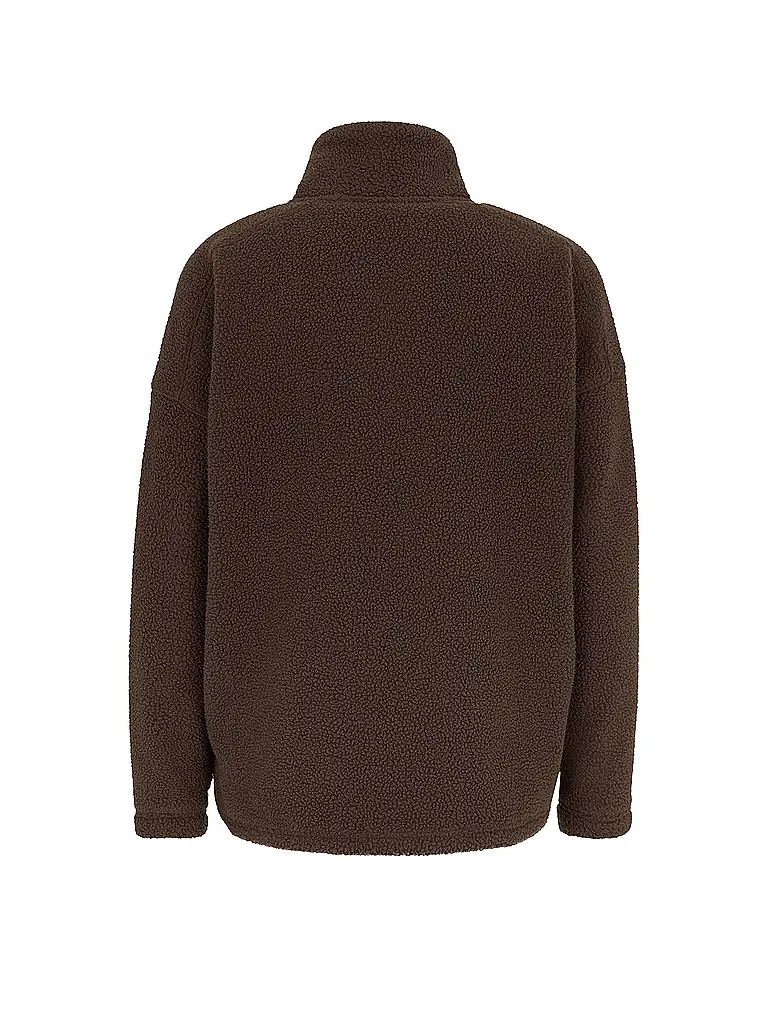 VENICE BEACH | Damen Fitnesssweater Sarah HalfZip | braun